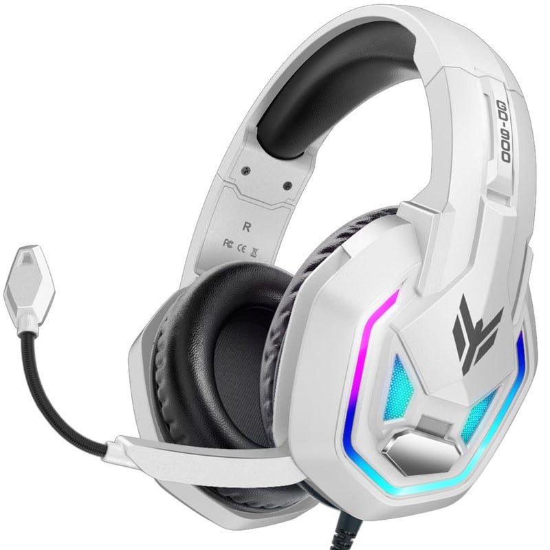 RGB Wired Gaming Headset for PC PS5, Headphones with Noise Canceling Mic